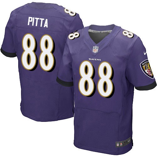 Men's Elite Dennis Pitta Nike Jersey Purple Home - #88 NFL Baltimore Ravens